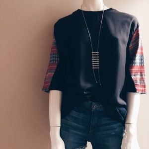 Zara Trafaluc Embroidered Sleeve Top